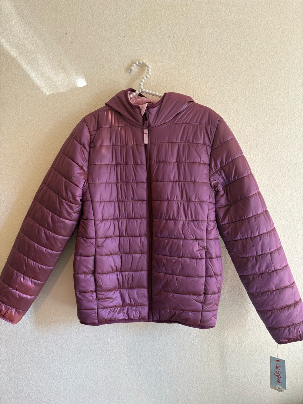 Cat & Jack Girls Hooded puffer jacket size XL